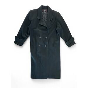 Stephanie Mathews Petite Pea Coat Wool Full Length Buttons Black Size 12P